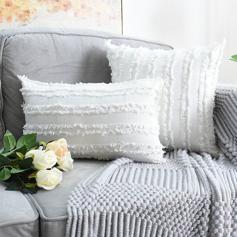 Cut Floral Fringed Sofa Pillowcases - Image 2